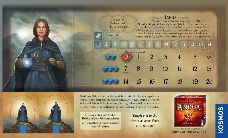 Die Legenden von Andor: Wassermagierin Heldentableau