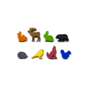 Ensemble de 8 Meeple Animaux de la Forêt