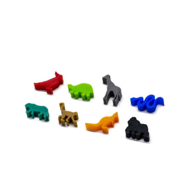 Ensemble de 8 Meeple Animaux Exotiques